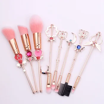 

New Sailor Moon Cosmetic Brush Makeup Brushes Set 8pcs Tools kit Eye Liner Shader Foundation Powder Natural-Synthetic Pink Hair