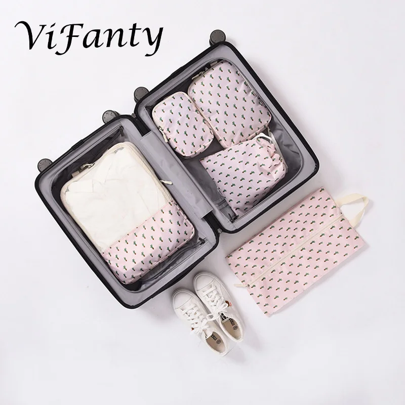 Pink with pattern Полная печать шаблон портативный 5 шт дорожные потребности куб для упаковки багажа - Цвет: Pink with pattern