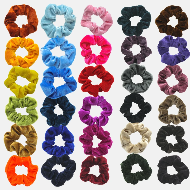 

33Colors Korea Velvet Hair Scrunchie Elastic Hair Bands Solid Color Women Girls Headwear Ponytail Holder Hair Accessories