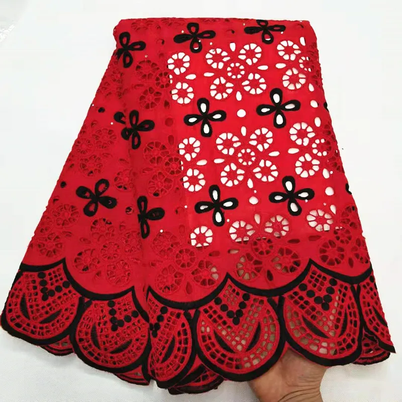 red swiss voile lace in switzerland african lace fabric tissu broderie africain suisse pink french lace fabric for women5yard/lot - Color: red