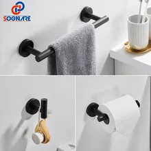 

Black Wall Bathroom Hardware Kit Stainless Steel Bathroom Facilities For Bathroom Towel Bar Toilet Paper Holder Clothes Hook