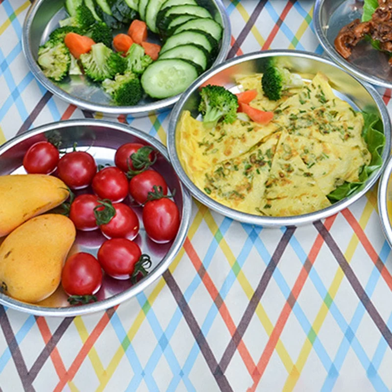

8 Inch 2.5 Cm Outdoor Aluminum Plate Dinner Plate Cookware Tableware Baking Tray Pizza Plate Dish Barbecue Plate 5Pcs