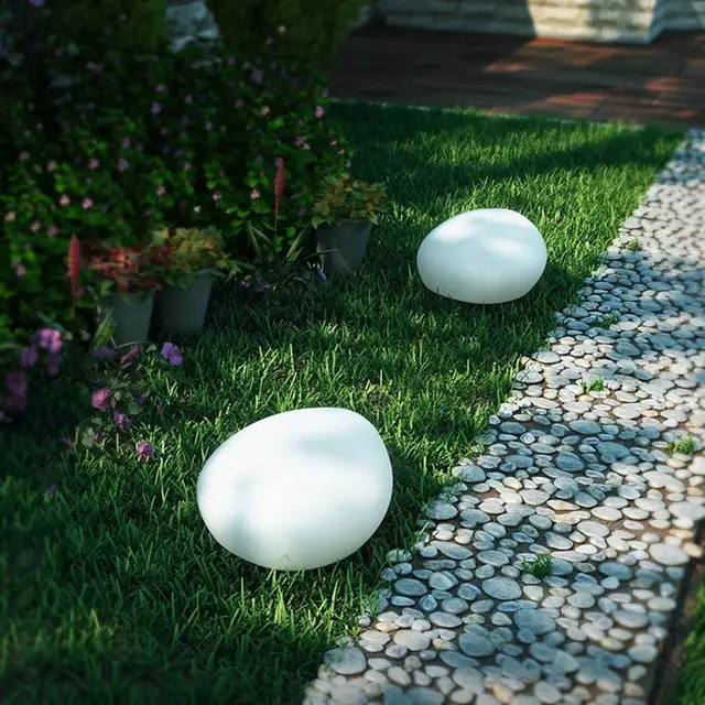 Világítások Kültéri, Izzó Macskaköves Alak Napenergia Kerti Könnyű Vízálló Színváltó Tájvilágítás Távirányítóval - Image 6
