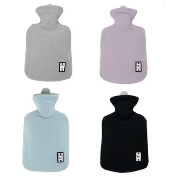 

1000ml Simple Water-filled Hot Water Bottle Fleece Jacket Solid Color Student Warm Handbag Winter Warm Mini Hand Warmer
