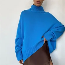 

Women's Turtleneck Sweater Oversize Cashmere Knitted Fashion Pullover Female Sweaters 2021 Winter Casual Loose Ladies Jumpers