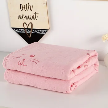 

Cotton four-layer washed gauze printed blanket thin quilted duvet