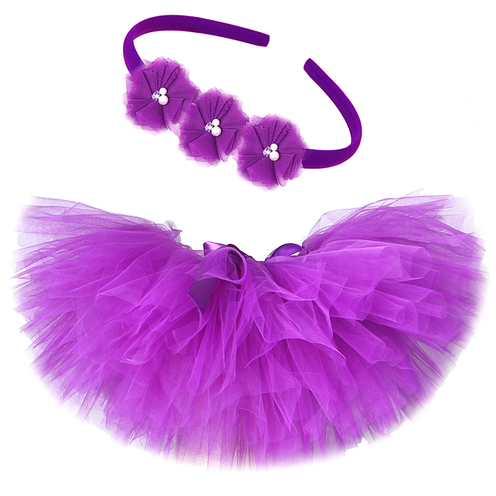 

Solid Purple Tutu Skirt Outfit for Baby Girls Birthday Party Tutus Halloween Costumes for Kids Toddler Photo Shoot Tulle Skirts