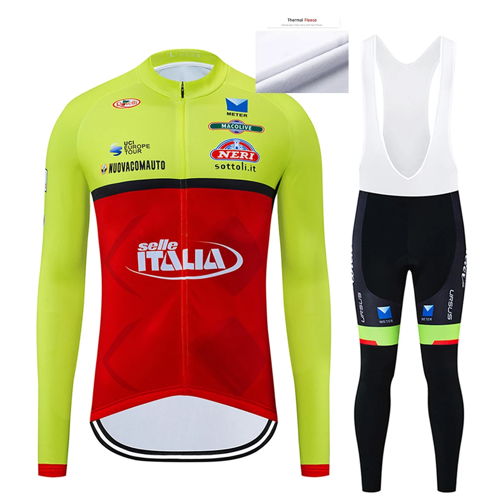 

2019 ITALIA Pro Team Winter Long Sleeve Cycling Jersey Set Bike Clothing Uniform Thermal Fleece Bicycle Maillot Ropa Ciclismo