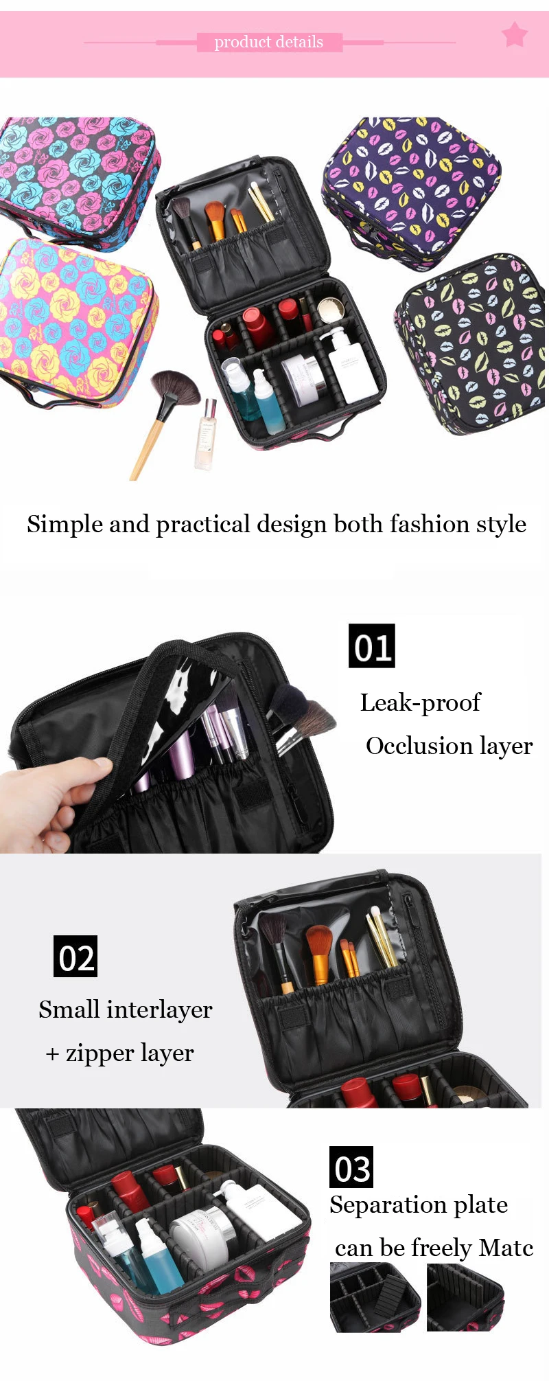 New Professional Toiletry Bags Cosmetic Case Organizer Women Travel Make Up Box Big Capacity Cosmetics Suitcases for Makeup