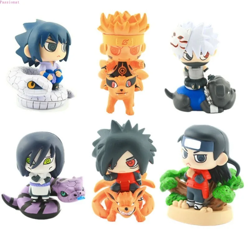 5pcs/set Naruto Uzumaki Kakashi Sasuke Figure Spielzeug Sammlun nobox 