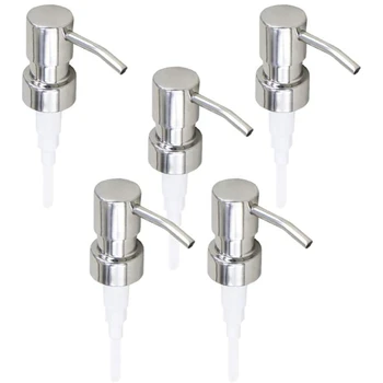 

5Pcs Stainless Steel Soap Pump Replacement 28 Teeth Metal Bottle Nozzles Lotion Dispenser Head