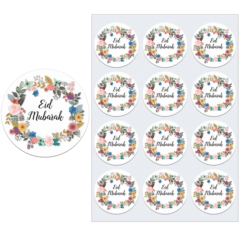 Lable Decoration EID Mubarak  Paper Sticker Decorations Gift Lable Seal Sticker Islamic Muslim Eid al-fitr Decoration Supplies