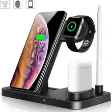 FDGAO 4 в 1 зарядная док-станция Подставка держатель для ручки USB C Складная 10 Вт Быстрое беспроводное зарядное устройство Qi для IPhone 11 Pro XS Max XR X 8 Apple Watch 5 4 3 2 1 Airpods samsung S10 S9 s8 Plus Note