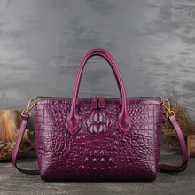 Фиолетовые кожаные сумочки из крокодиловой кожи, женские сумки, дизайнерская сумка через плечо, Ретро стиль, женская сумка из кожи аллигатора, женская сумочка