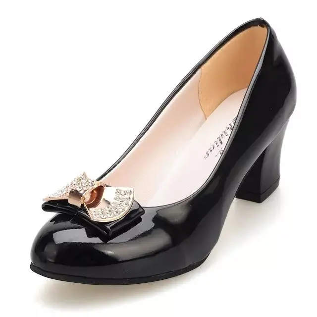 Г., туфли-лодочки с круглым носком женская обувь милая женская обувь на среднем квадратном каблуке с узлом-бабочкой, без застежки, V131