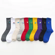 Модные женские разноцветные носки с вышивкой и рисунком; носки без пятки