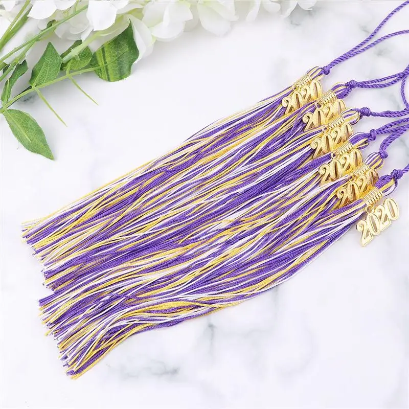

6pcs 2020 Bachelor Cap Tassel Graduation Season Doctor Cap Tassel Honor Decorative Tassel Graduation Decoration Party Supplies