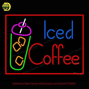 

ICED COFFEE Neon Light Signs Glass tube neon lamp For room Bedroom Decor Beer bar signs wall lights party decoration light