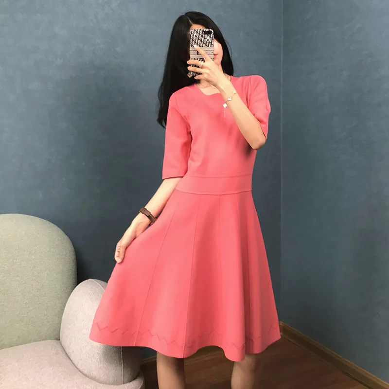 

Women Dress Knitted Elegant Bodycon Solid Vestido Luxury Robe Summer Runway Slim Half Sleeve Pullovers Office Lady Drop Shipping
