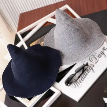 

Fashion Breathable Halloween Lady Witch Wizard Hat Knitting Party Masquerade Cute Comfortable Cosplay Fisherman Cap