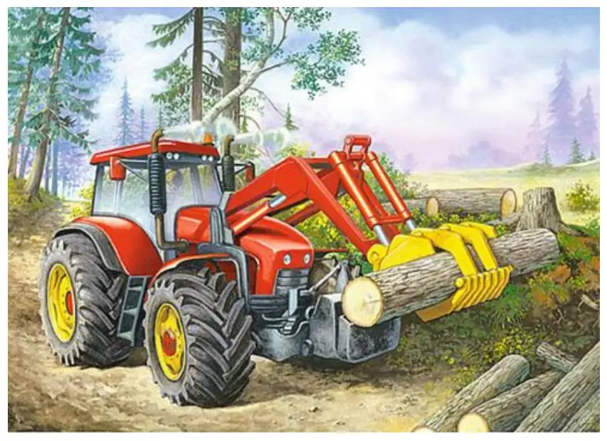 Полностью квадратная Алмазная вышивка картина трактор мозаика искусство