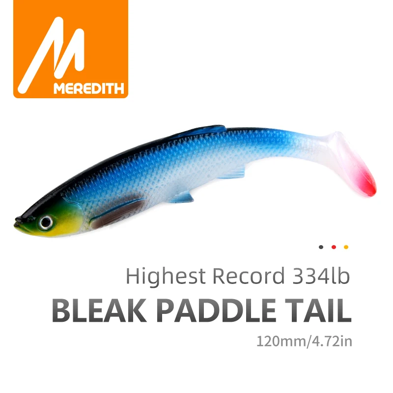 Soft-Lures Paddle Artificial-Bait T-Tail 3d Eyes MEREDITH Pike Plastic Bleak 120mm Tail-14.5g-4pcs