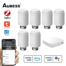 ZigBee – Thermostat Connecté avec Valve d'Allumage pour Radiateur, Contrôleur de Température TRV Programmable qui Fonctionne Avec Alex et Google Home, Appareil de Domotique pour la Maison 