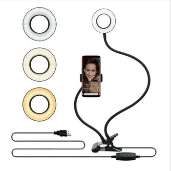 

New Led Selfie Ring Light with Phone Holder Desk Lamp Lazy Bracket Tabletop Stand Flexible for Live Stream Video Blogger Youtube