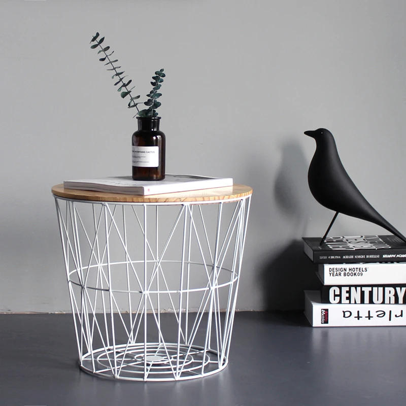 Nordic Ins Wind Minimalist Wrought Iron Side Table Small Coffee Table
Small Round Table Bedside Table Corner Storage Basket