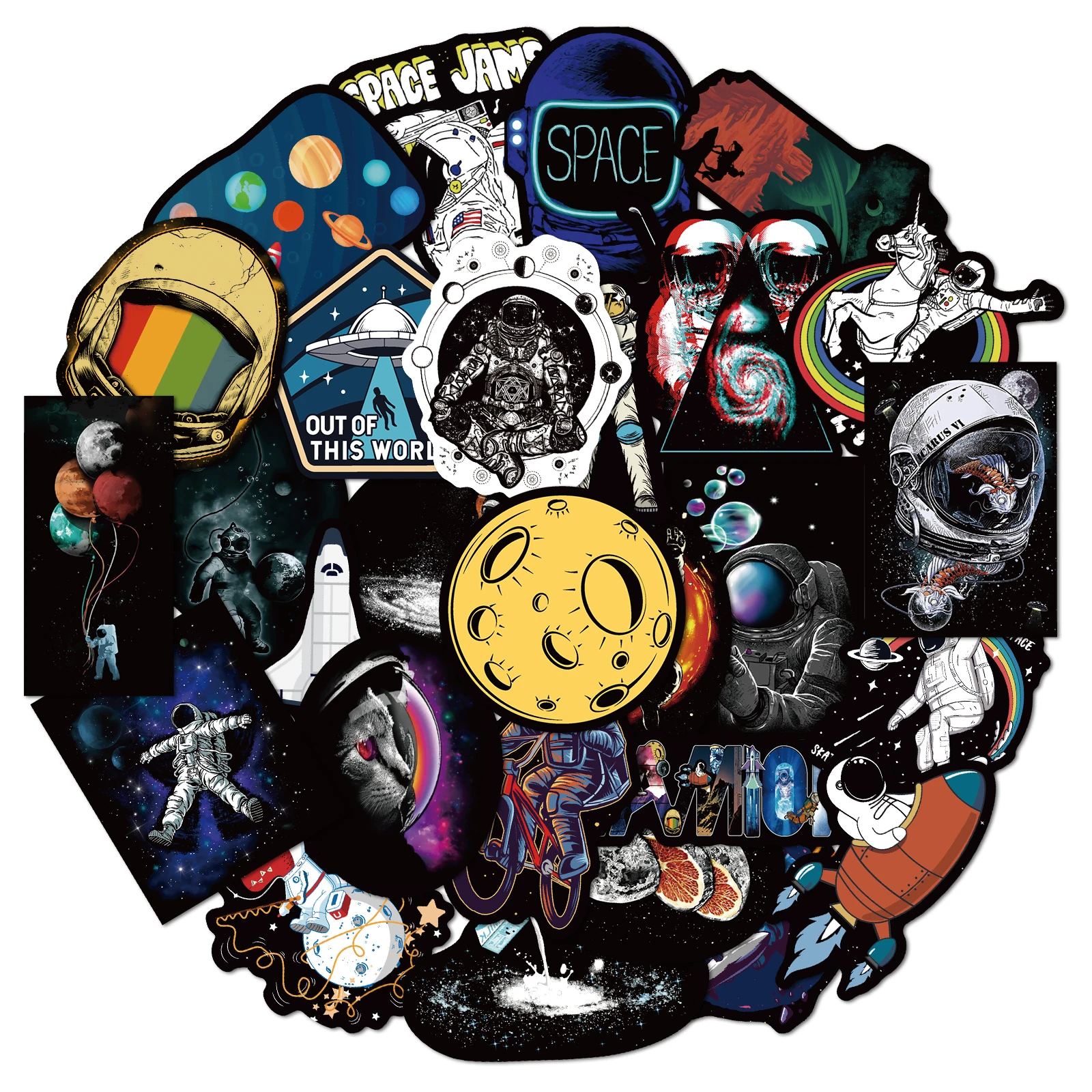 クール宇宙ステッカーのおもちゃufo宇宙飛行士ロケット船惑星ステッカーデカールにスケート自転車 Stickers Aliexpress