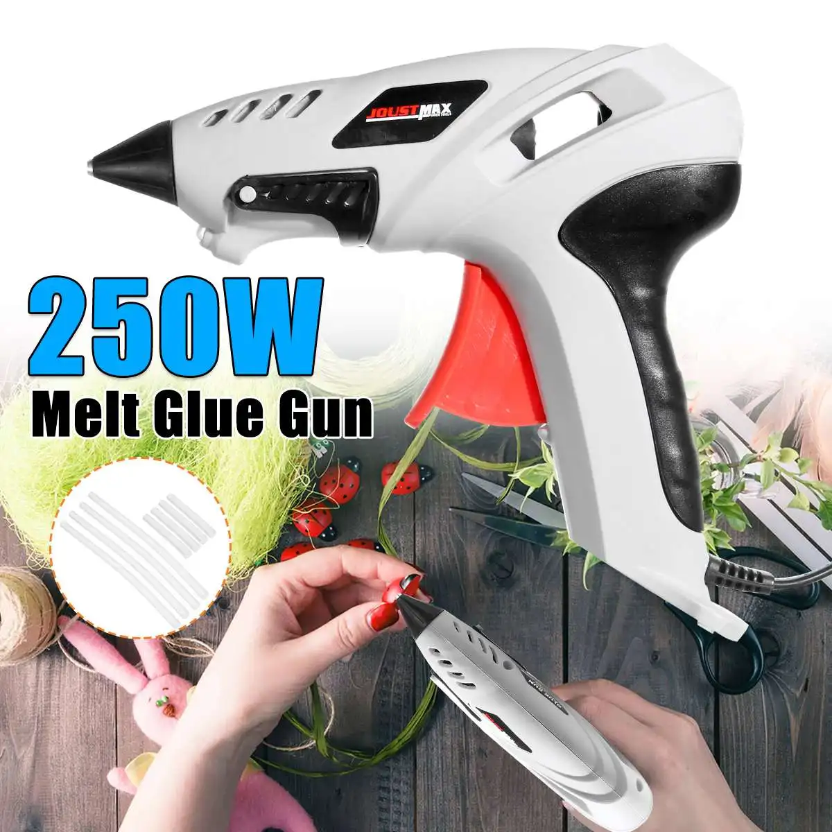 

250W Hot Melt Glue Guns Industrial Mini Guns Thermo Electric Heat Temperature Tool with 4 Free Glue Sticks