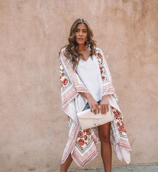 

New Autumn Printed Loose Blouse Overcoat and Kimono Woman