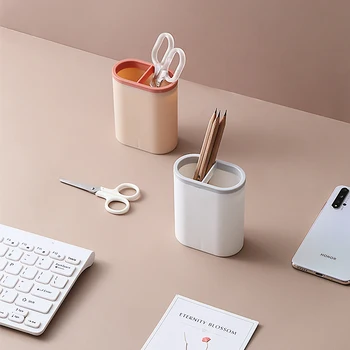 

Mohamm 1Pc Simple Cute Multi-function Pen Holder Desktop Storage Box School Office Supplies Gifts