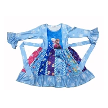 Frozene/Вечерние платья Анны для девочек; Одежда для девочек для костюмированной вечеринки; платье принцессы для дня рождения с принтом Снежной Королевы; Детский костюм; платье с длинными рукавами