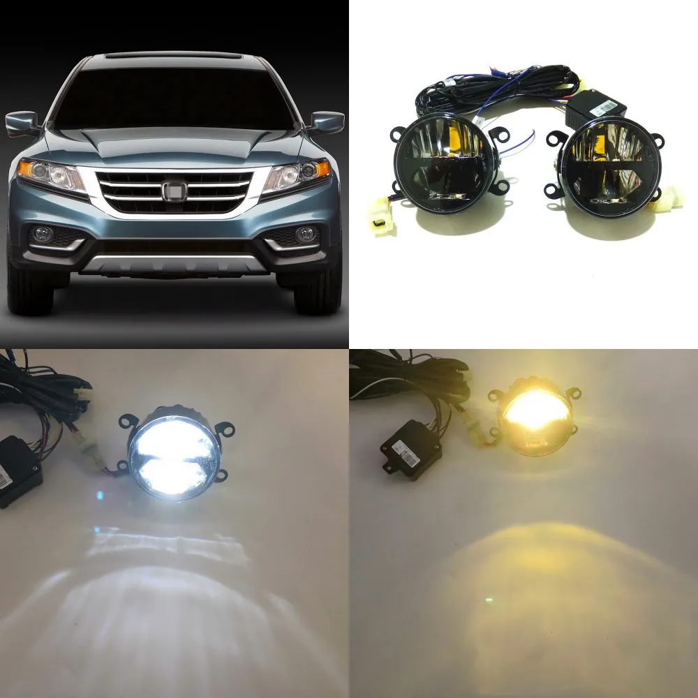 July King 24W Bifocal Fog Lamp Case for Honda Crosstour 2013-, 6000K Day Running Lights DRL+ High Beam+ 4300K Low Beam