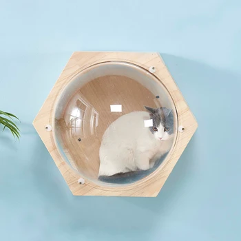 Wall-mounted Wooden Cat House - Space Capsule 2