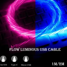 2 м длинный светодиодный зарядный кабель для зарядки Micro USB кабель type C USB C мобильный зарядный кабель для iPhone samsung Xiaomi