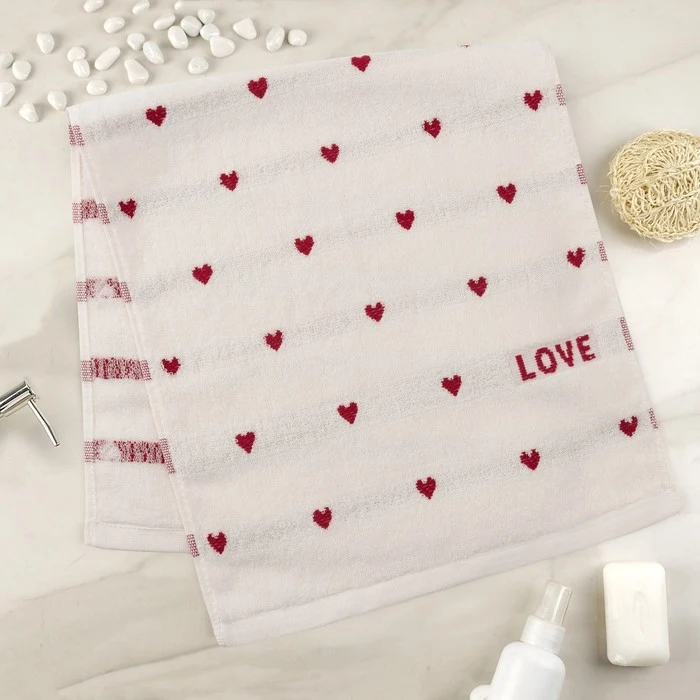 Полотенце Экономь и Я &quotLove&quot цв. белый 35*75 см 100% хлопок 4452116 | Дом сад