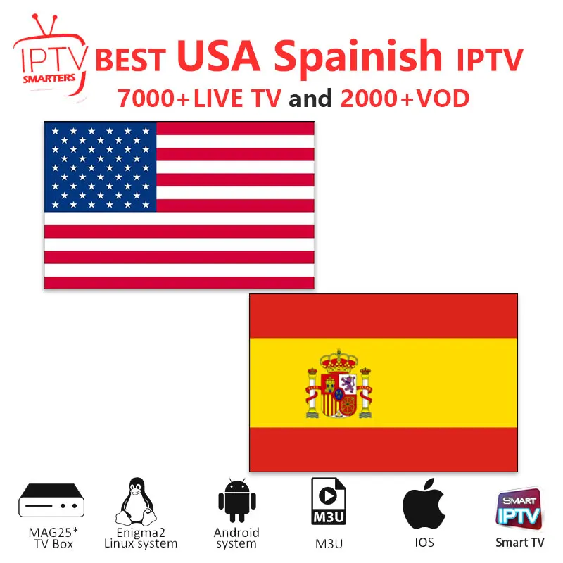 

Spainish IPTV M3U IPTV 7000+ Live HD channels for m3u mag box smart tv USA iptv subscription M3U code sports adults free test