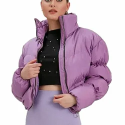2021 moda das Mulheres Casacos de Algodão Inverno para As Mulheres Gola Sólidos Manga Comprida Gola Zipper Top Coat куртка женская