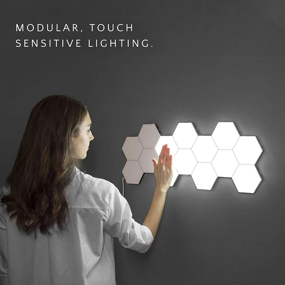 Креативное Сенсорное модульное освещение цветной светодиодный сотовой настенный светильник светодиодный шестиугольная лампа Магнитный настенный светильник