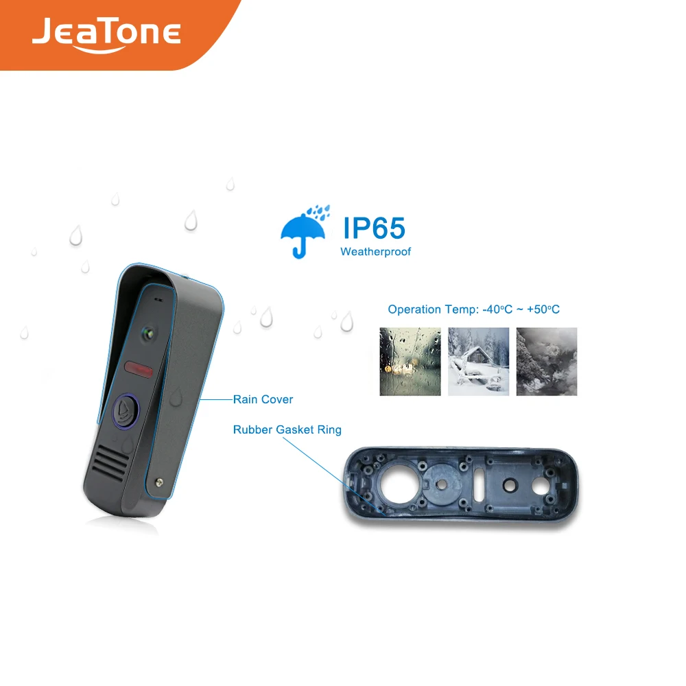 JeaTone 4 inch TFT Wired Video Door Phone Intercom Doorbell Home Security Camera System Picture Memory& Video Recording function