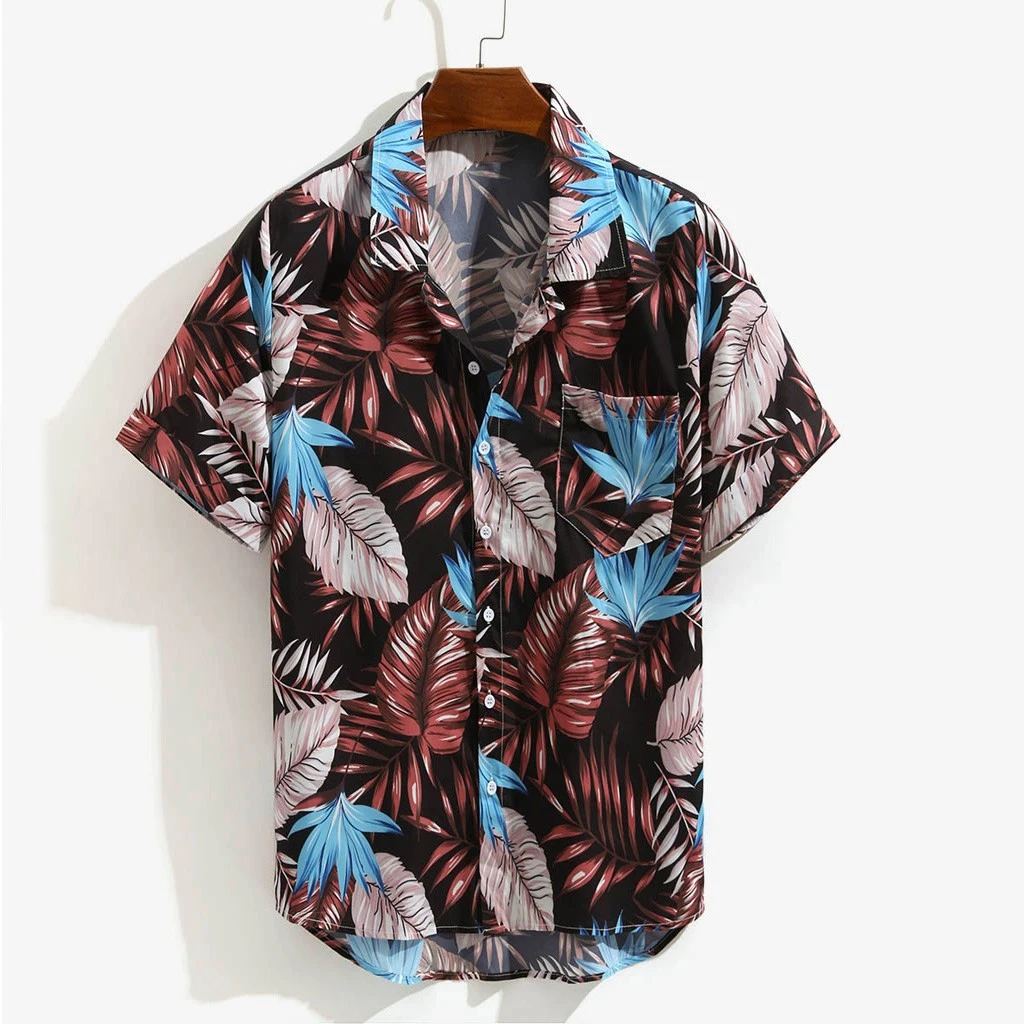 Camiseta hawaiana holgada estampada para hombre, ropa de playa informal manga corta con botones, informal, de talla grande, informales| - AliExpress