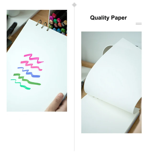 Bview Art 1pcs 130gsm 60sheets Hard Cover spiral Bleedproof Marker Paper Pad  Artist Paper For Adults and Students - AliExpress