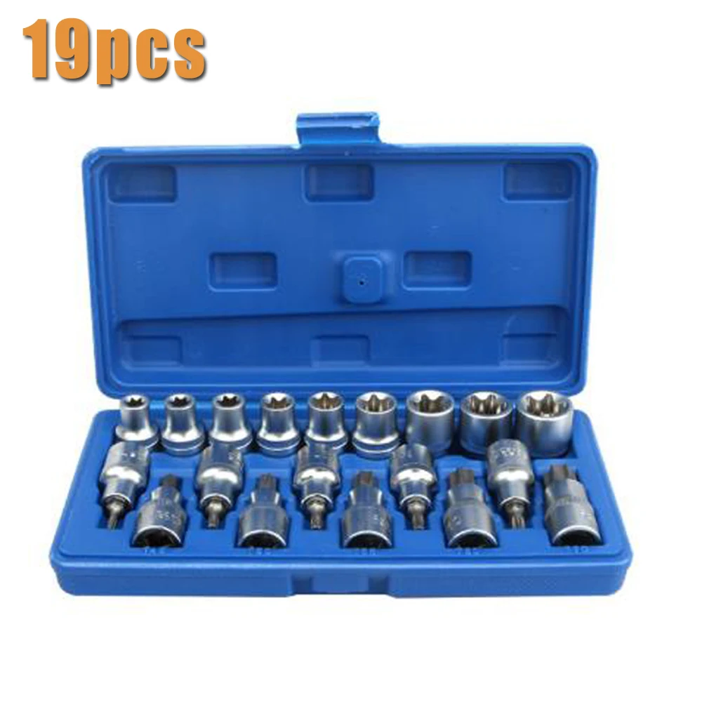

19pcs Kit Socket Torx 1/2 T20-T70 E-type 1/2 F10-E24 Spanner Wrench Head Tools