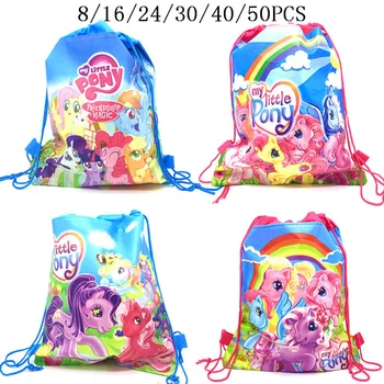 

8/16/24/50PCS My little pony Drawstring Bags Pony Bag Children's Purse Plush Backpack Cartoon Cute Doll Cross Body Bag Girl Toys