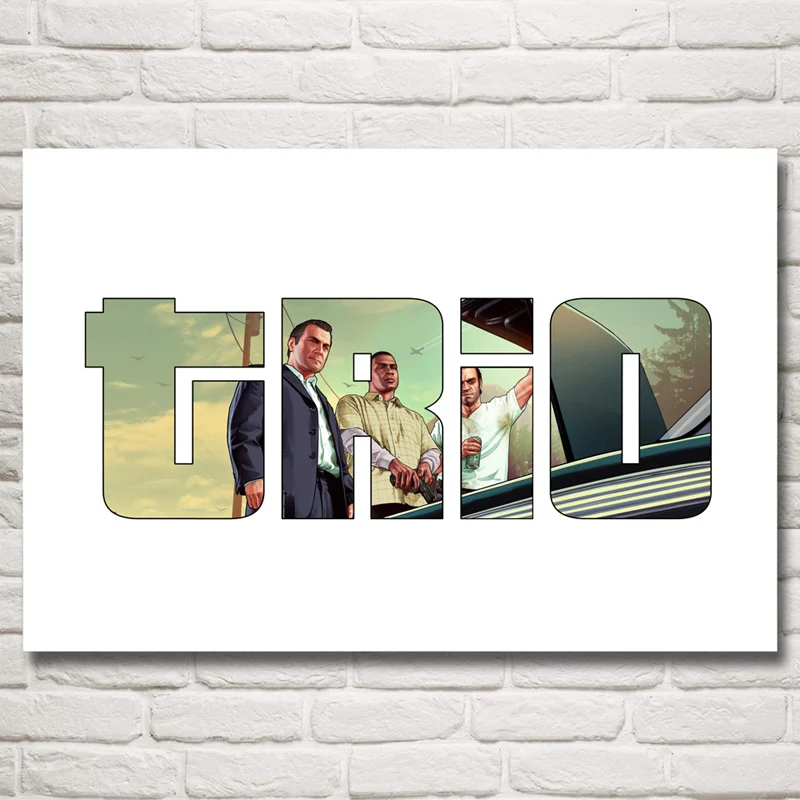 FOOCAME Grand Theft Auto V Wall Art шелк игра GTA 5 плакаты и принты гостиная Современное украшение