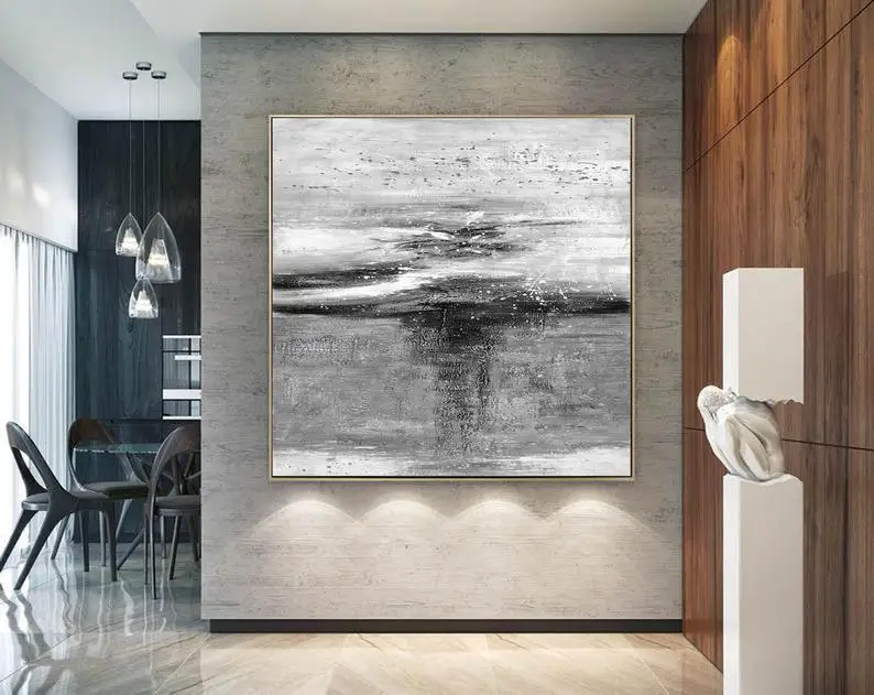 

Large Acrylic Painting On Canvas Black And White Wall Art Canvas Original Canvas Art Modern Abstract Art Large Canvas Art