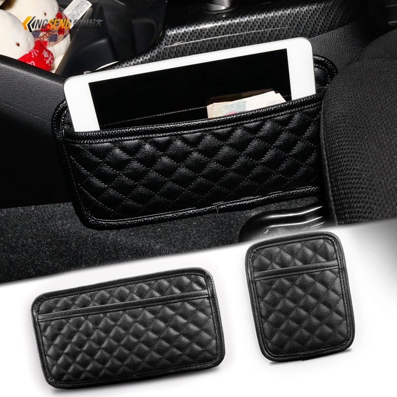 Car Seat Crevice Gap Storage Bag Phone PU Leather Pocket Organizer For