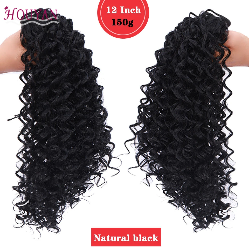 

12inch Black Kinky Curly Claw In Ponytail Hair Extensions Fake Hair Tail Hair Piece HOUYAN
